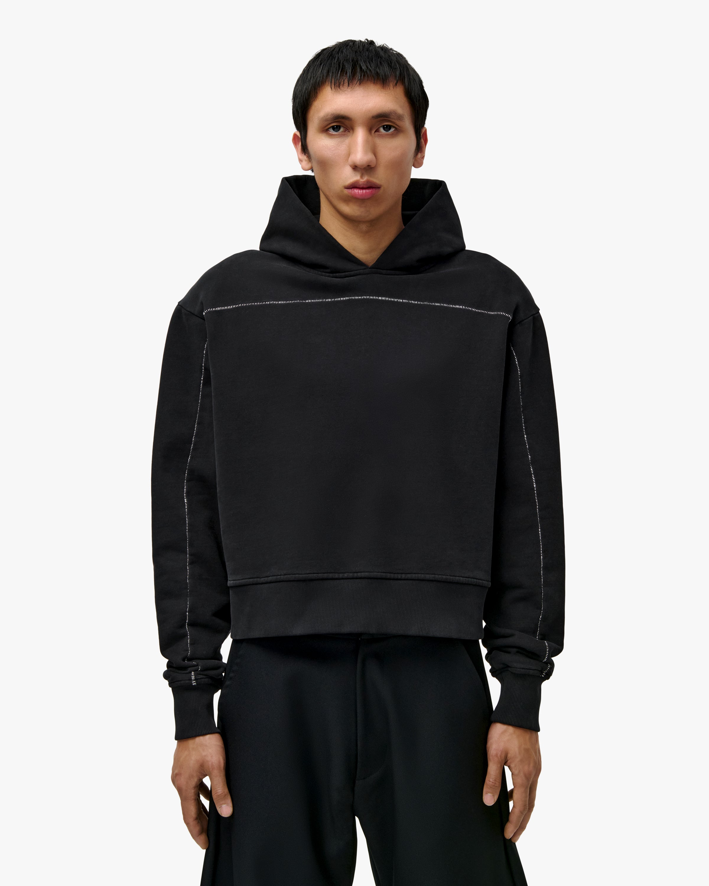 'FALIH' SHOULDER PAD HOODIE – WASHED BLACK