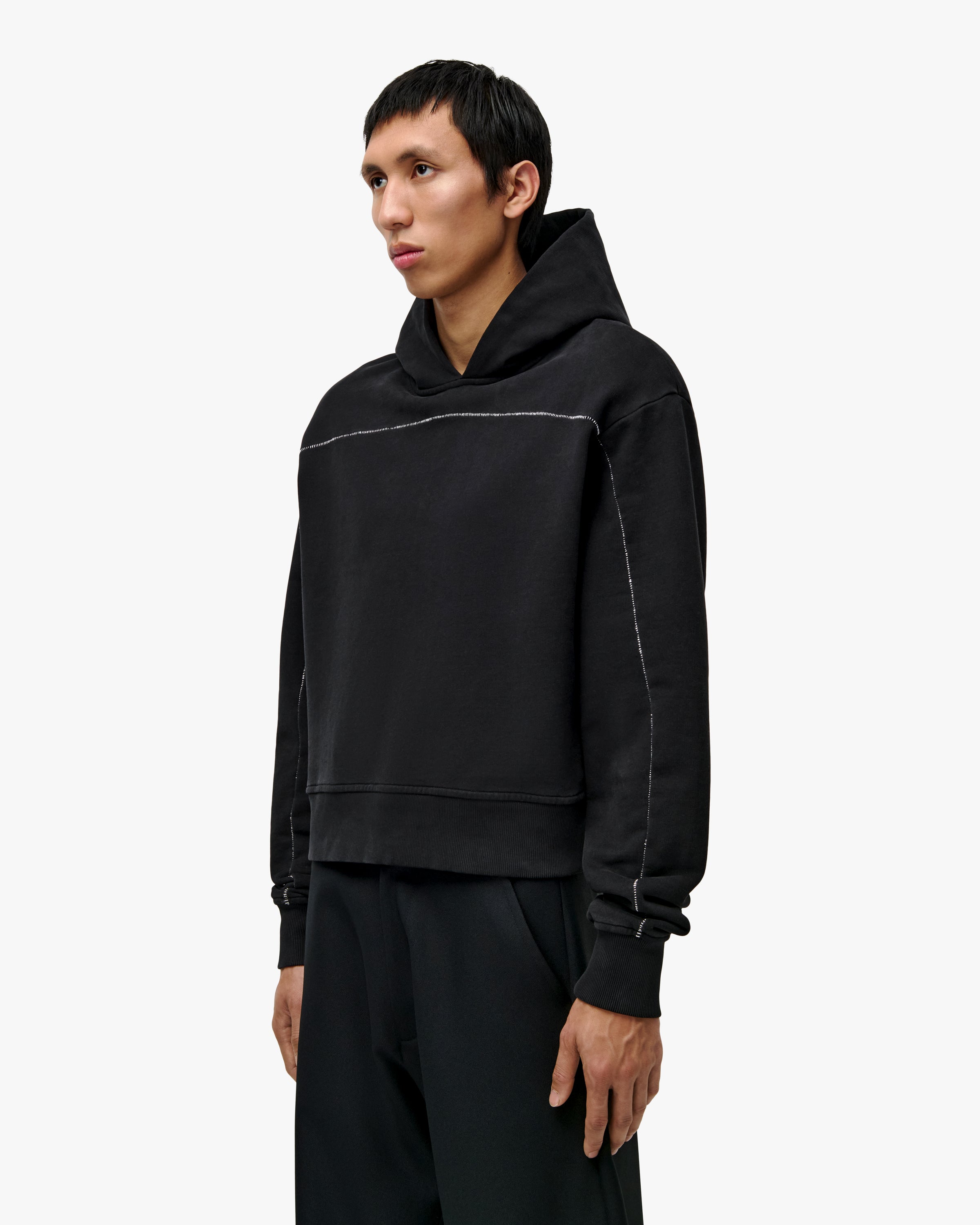 'FALIH' SHOULDER PAD HOODIE – WASHED BLACK