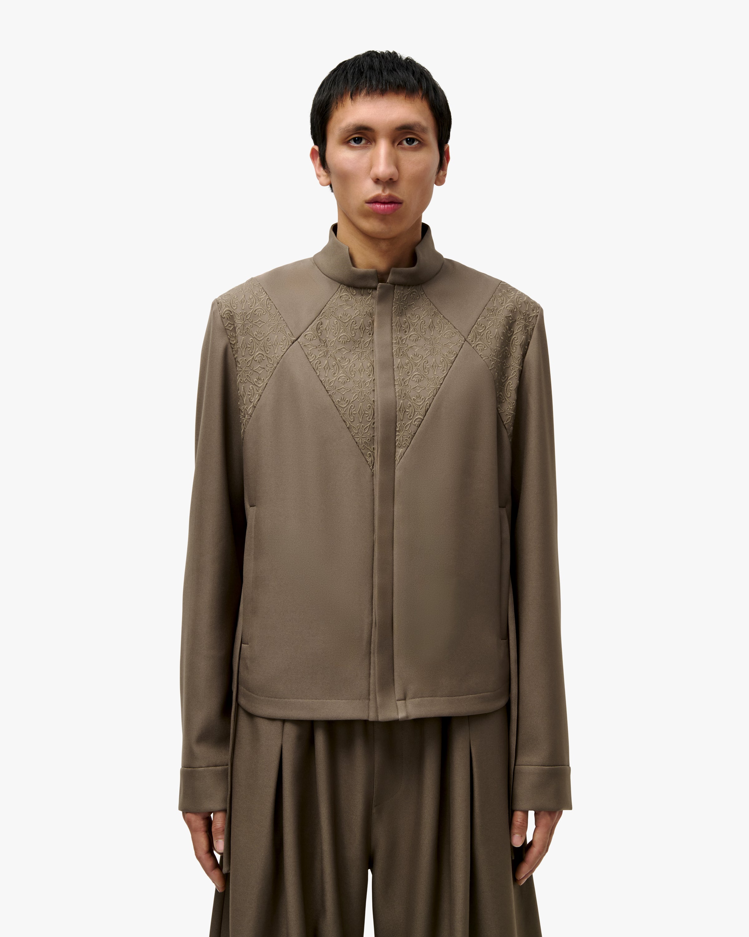 'NURI' EMBROIDERED OVERSHIRT JACKET – TAN