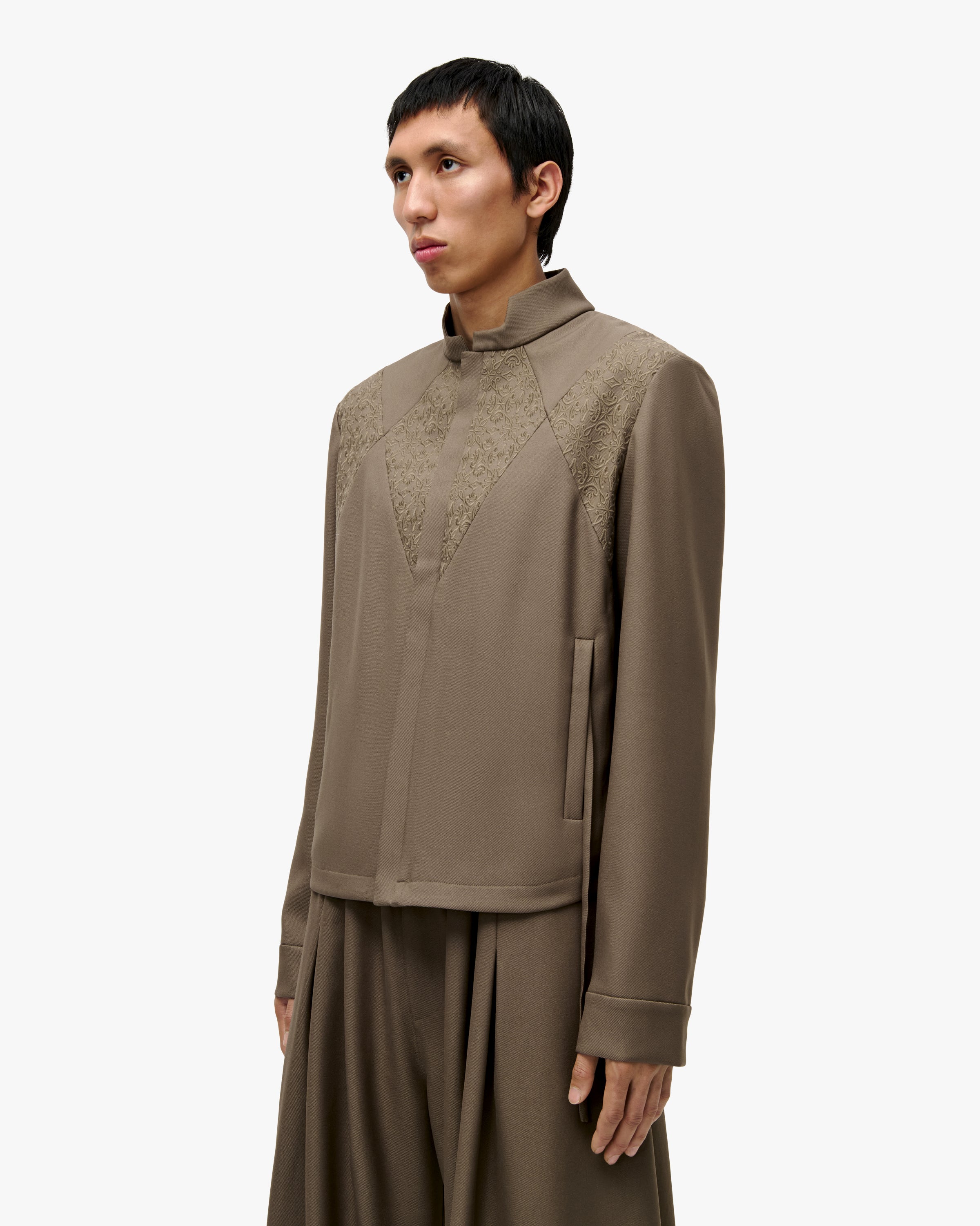 'NURI' EMBROIDERED OVERSHIRT JACKET – TAN