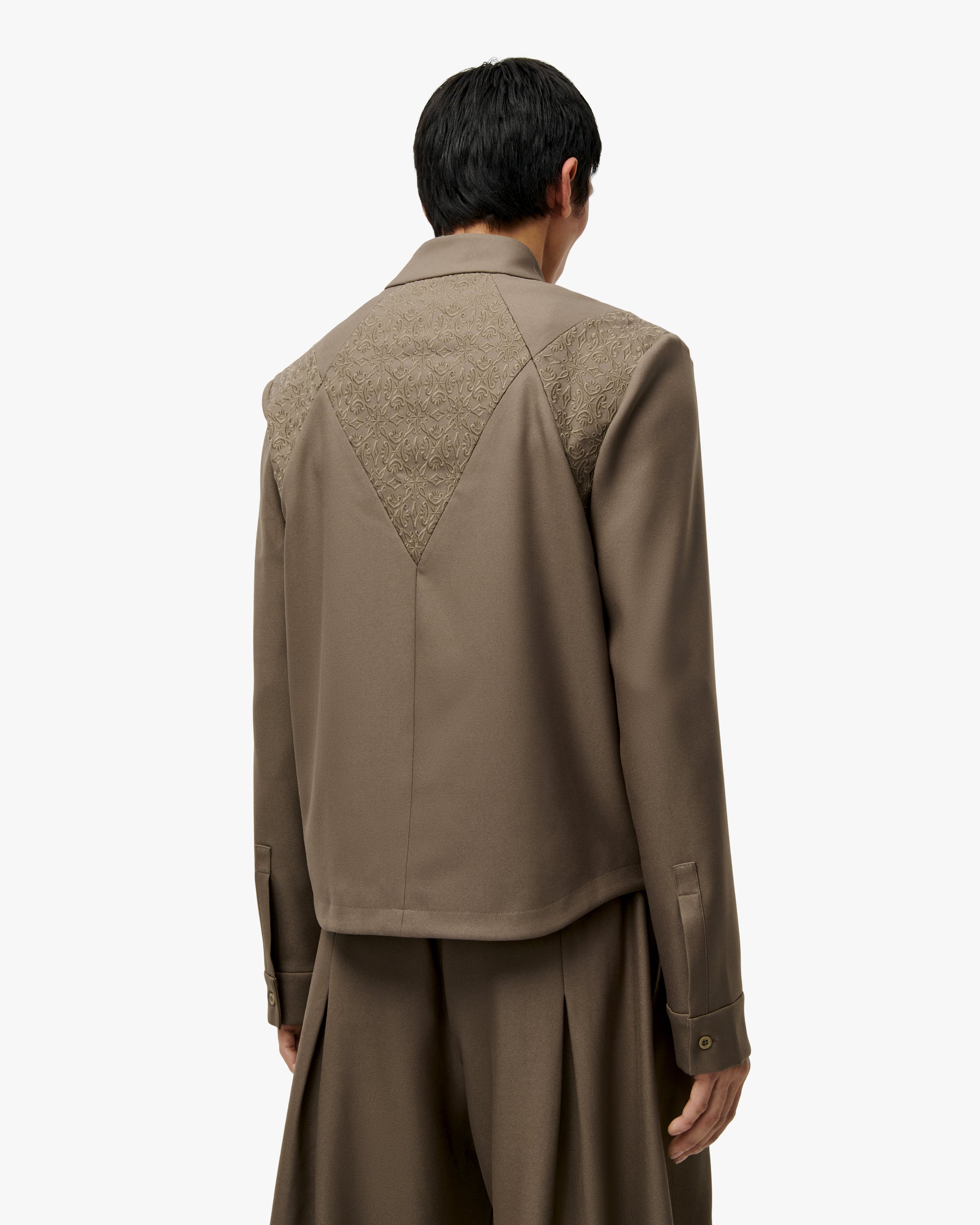 'NURI' EMBROIDERED OVERSHIRT JACKET – TAN