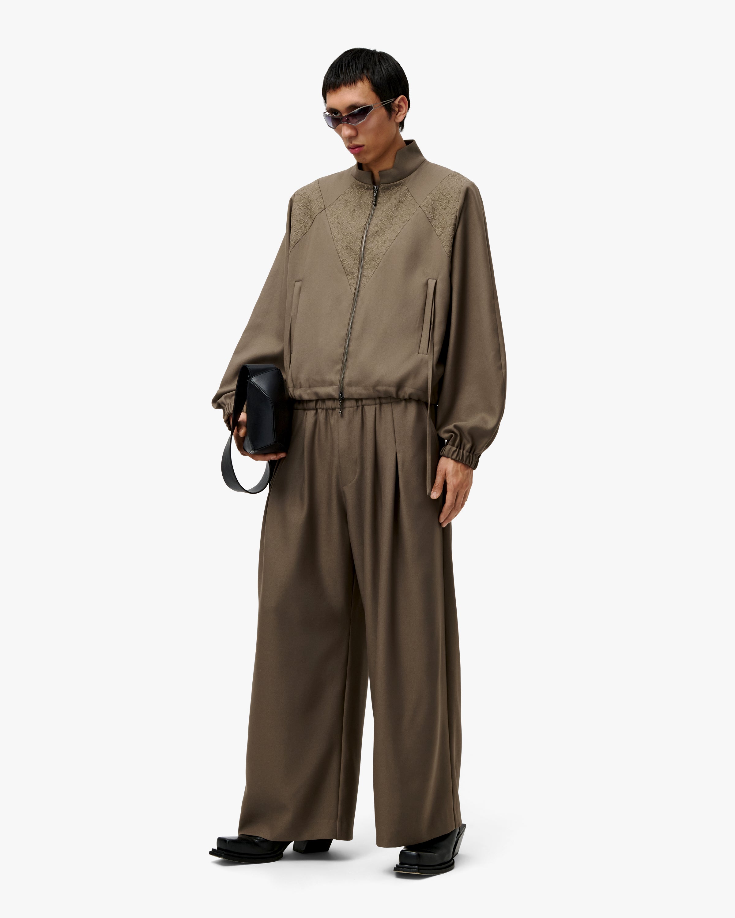 'AMIR' EMBROIDERED TRACK JACKET – TAN