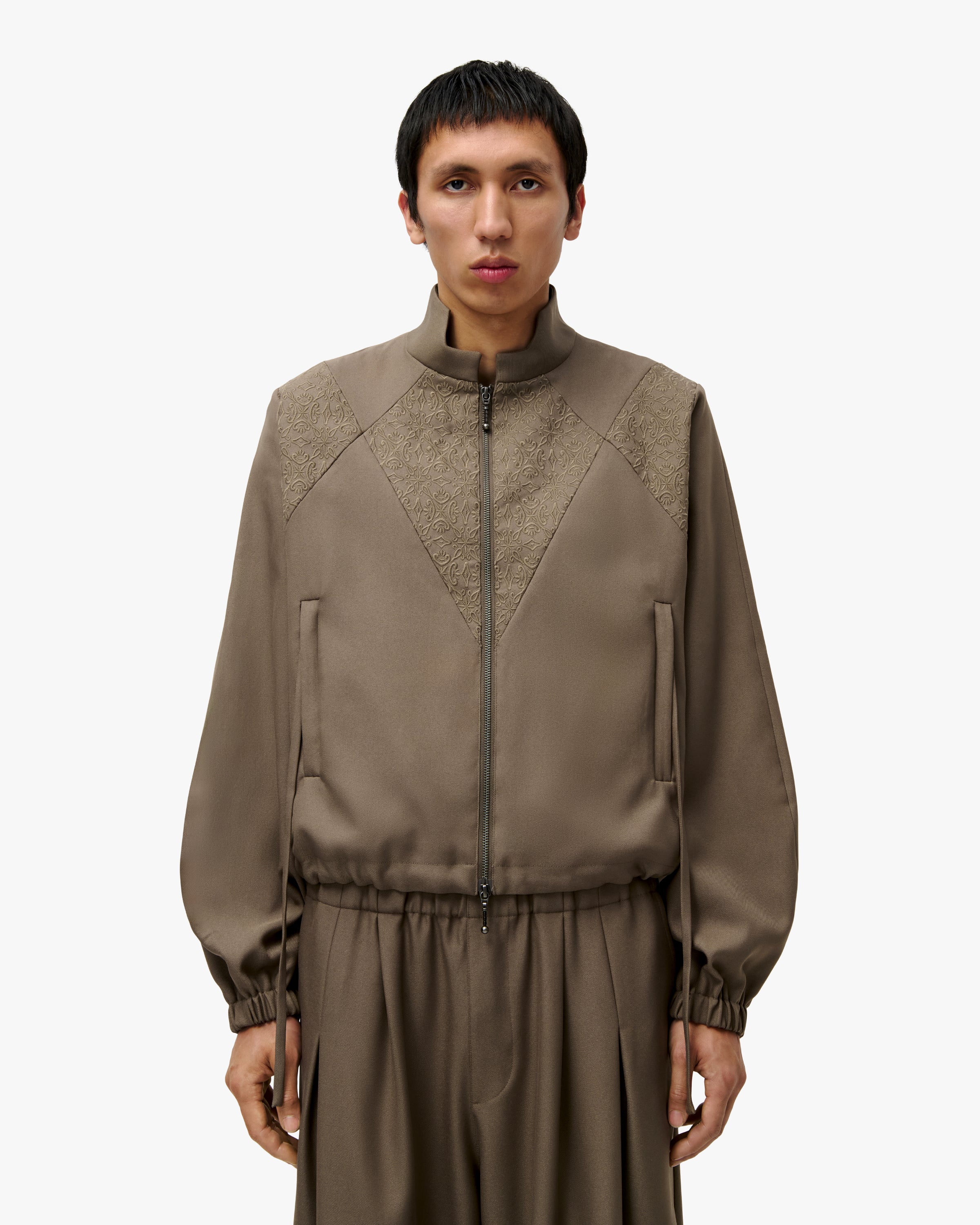 'AMIR' EMBROIDERED TRACK JACKET – TAN