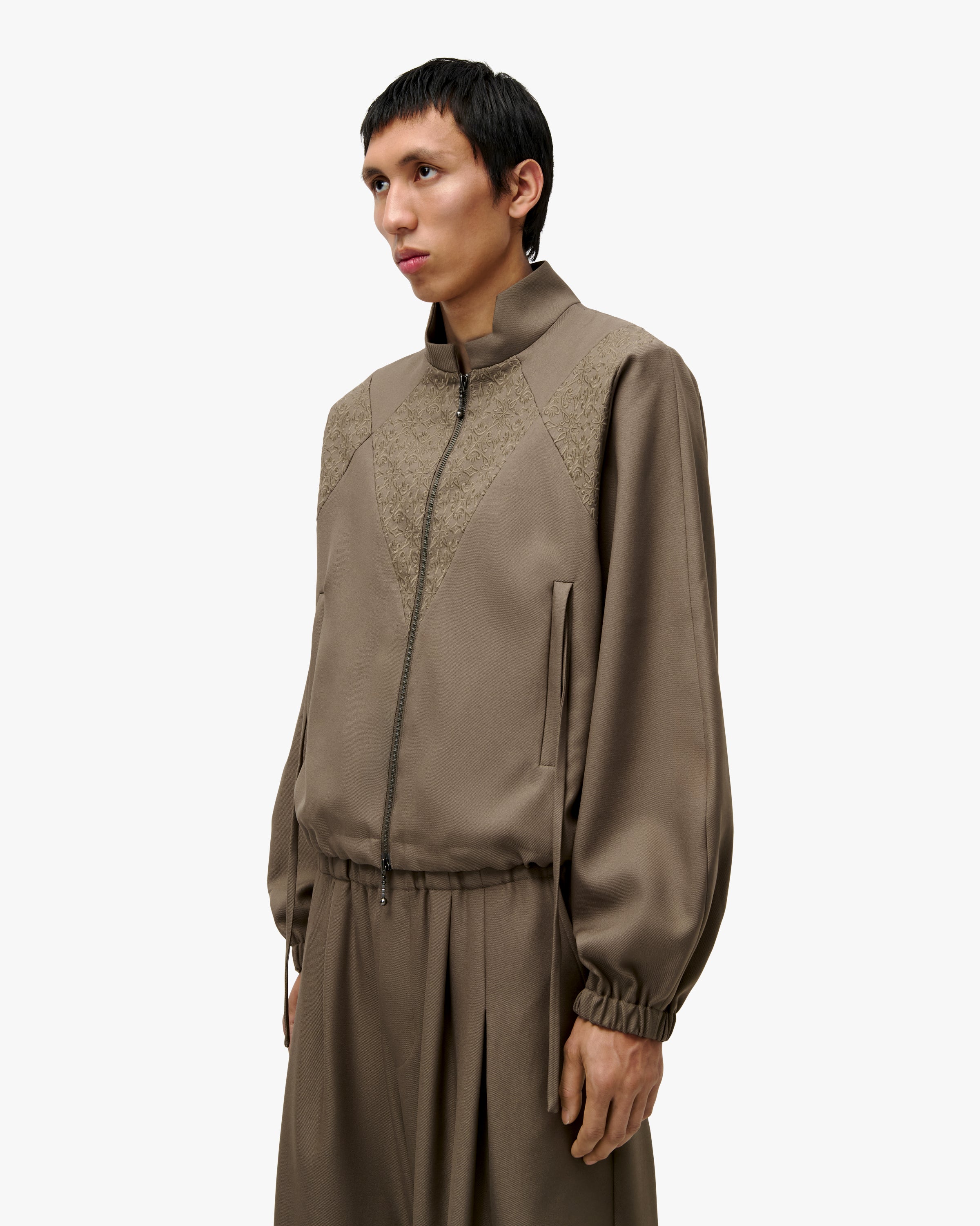 'AMIR' EMBROIDERED TRACK JACKET – TAN