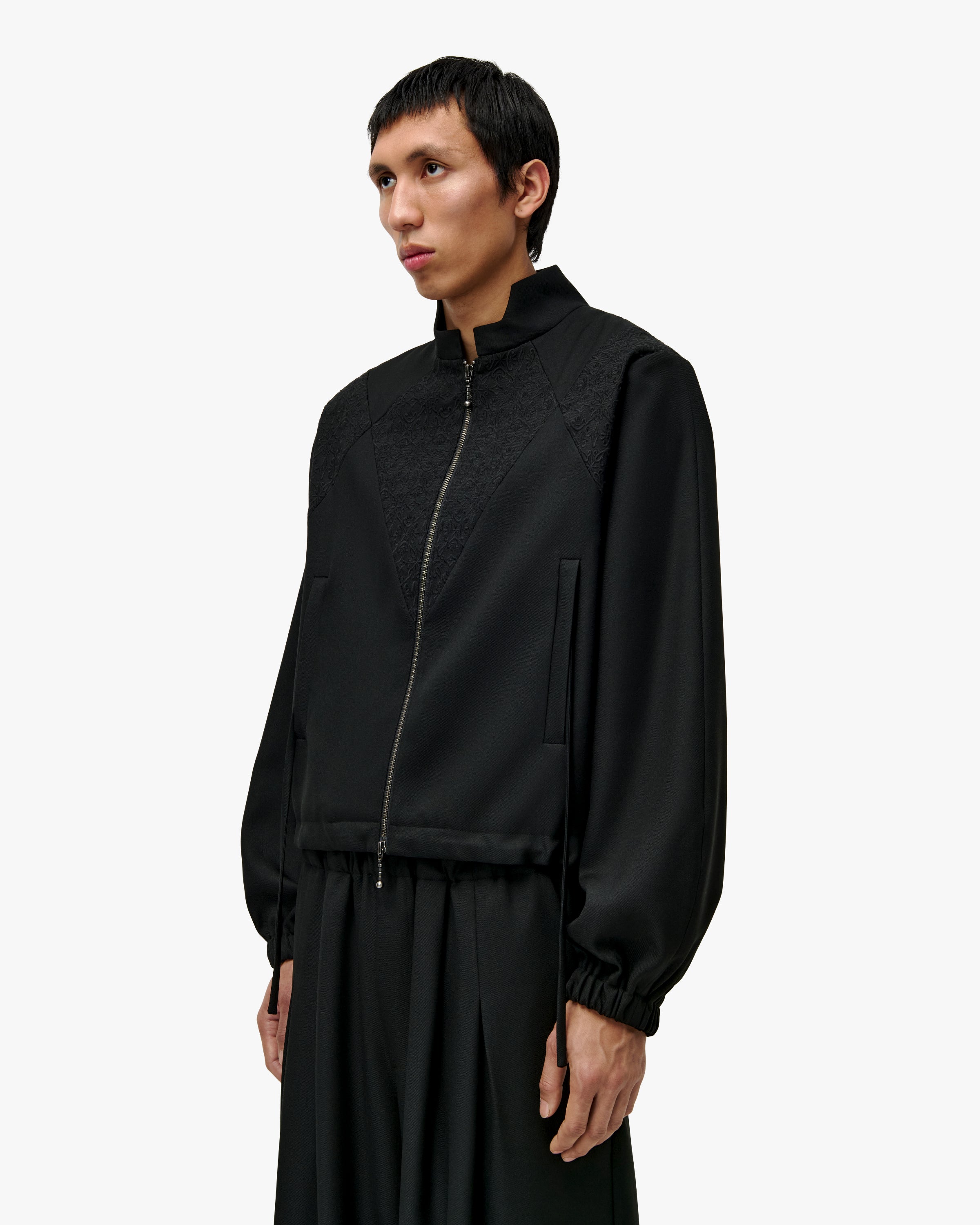 'AMIR' EMBROIDERED TRACK JACKET – BLACK