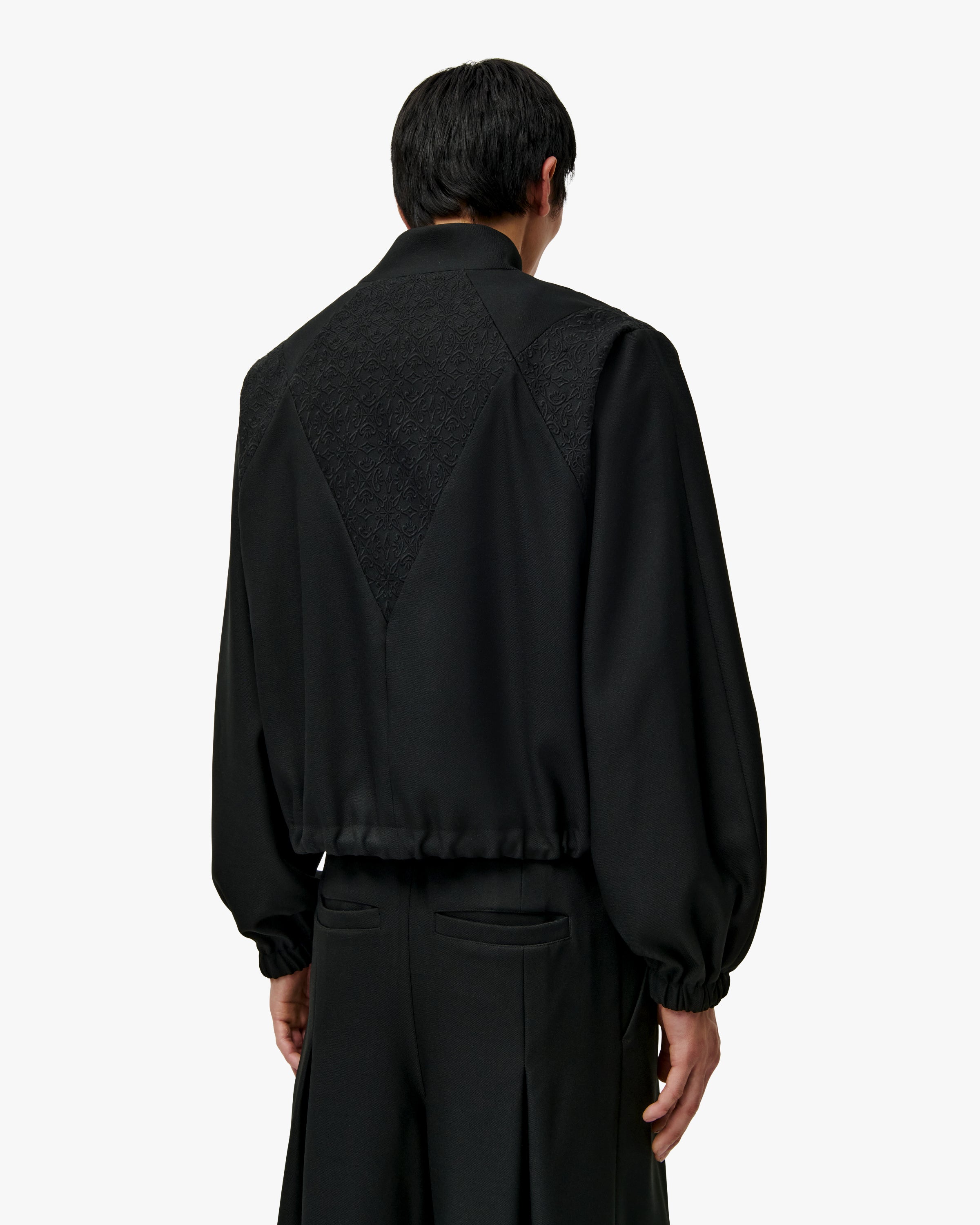 AMIR' EMBROIDERED TRACK JACKET – BLACK