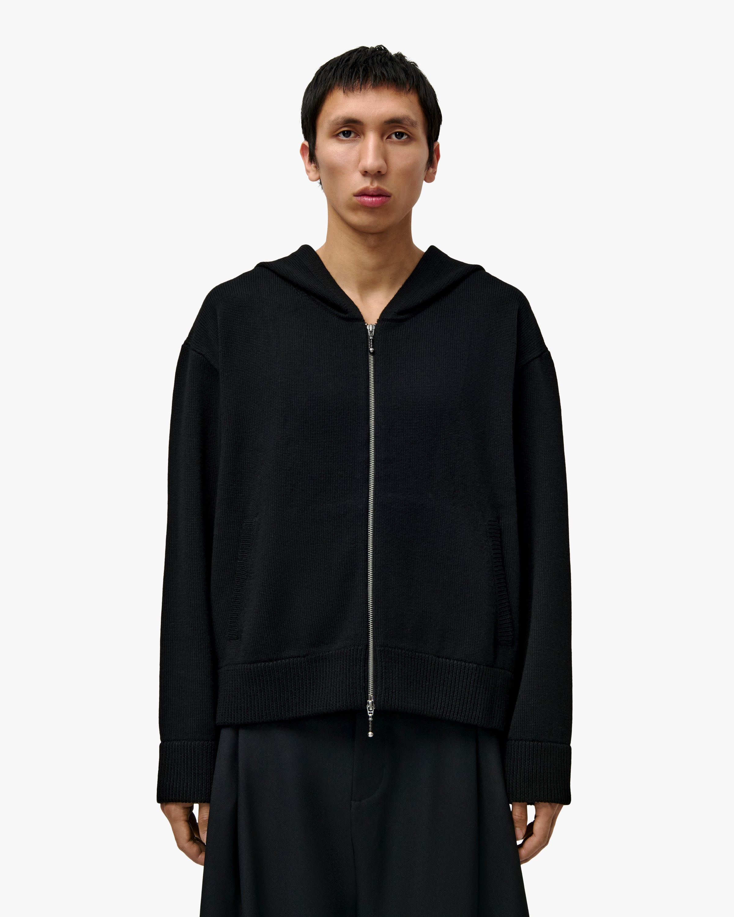 'DJAMAL' MERINO KNIT ZIPPER – BLACK