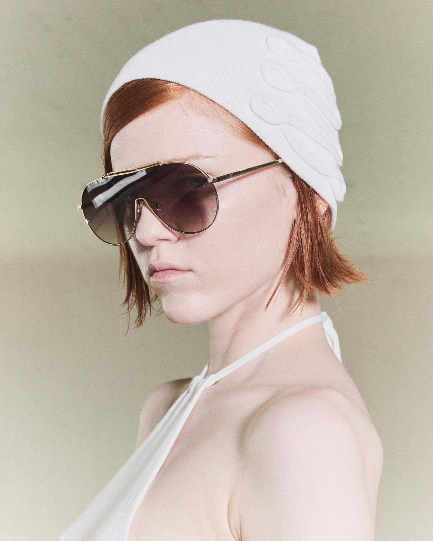 'AMON' LACING BEANIE – OFF WHITE