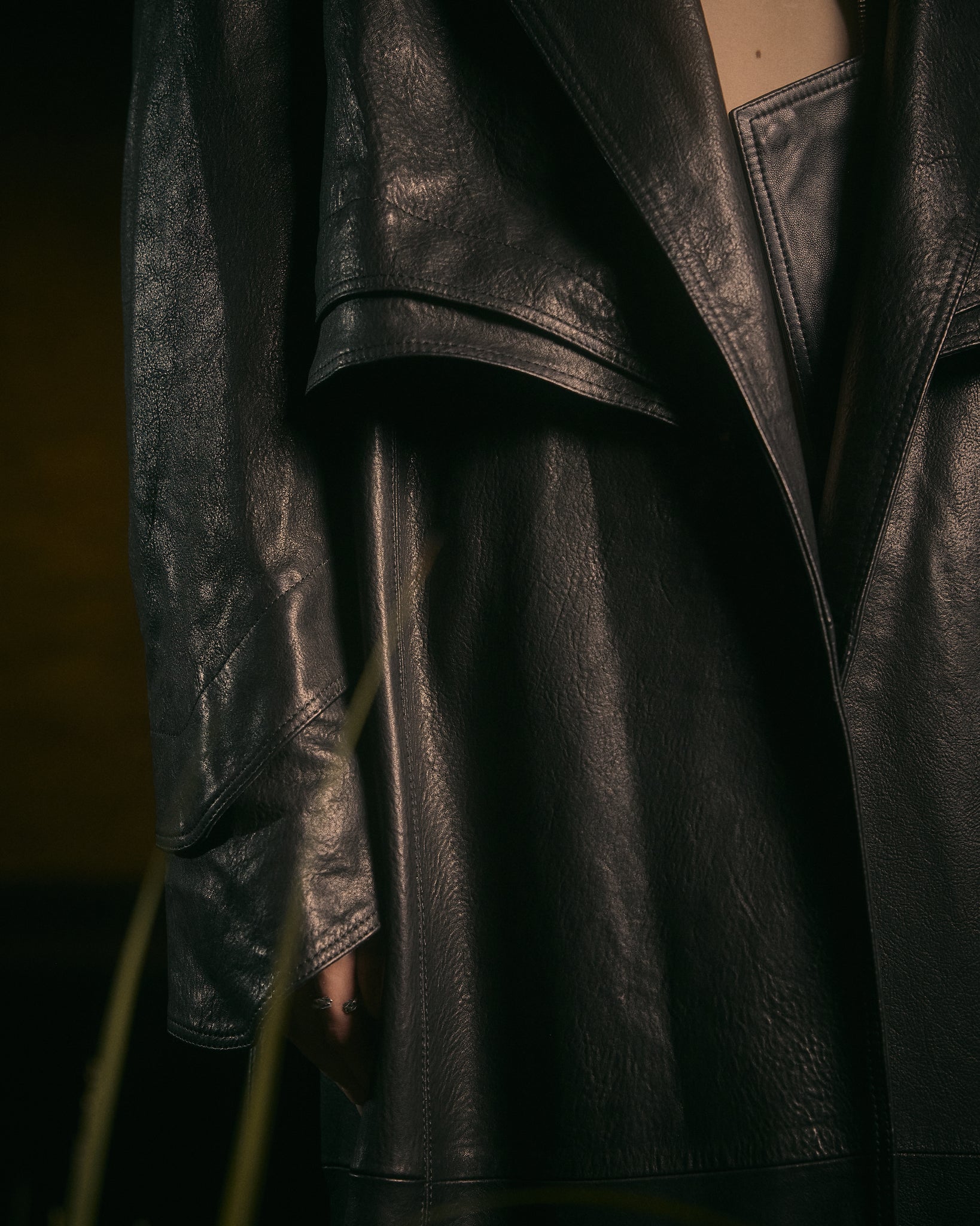 Panel Leather Coat w/detachable Vest