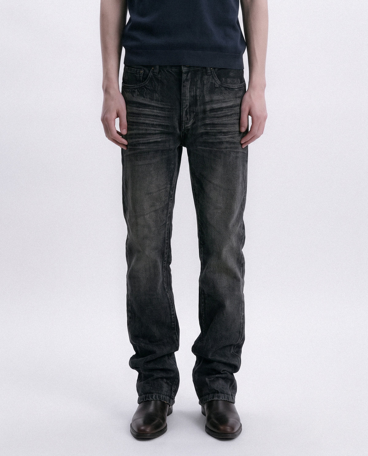'RIAN' WAXED DENIM – WASHED GREY