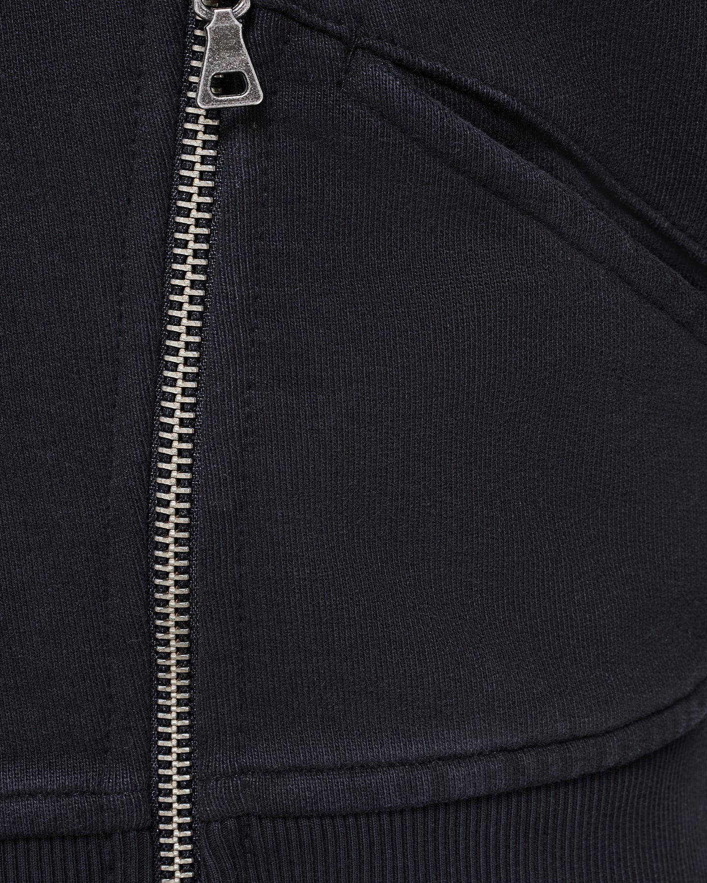 FITTED TRIPLE-ZIP HOODIE - WASHED BLACK