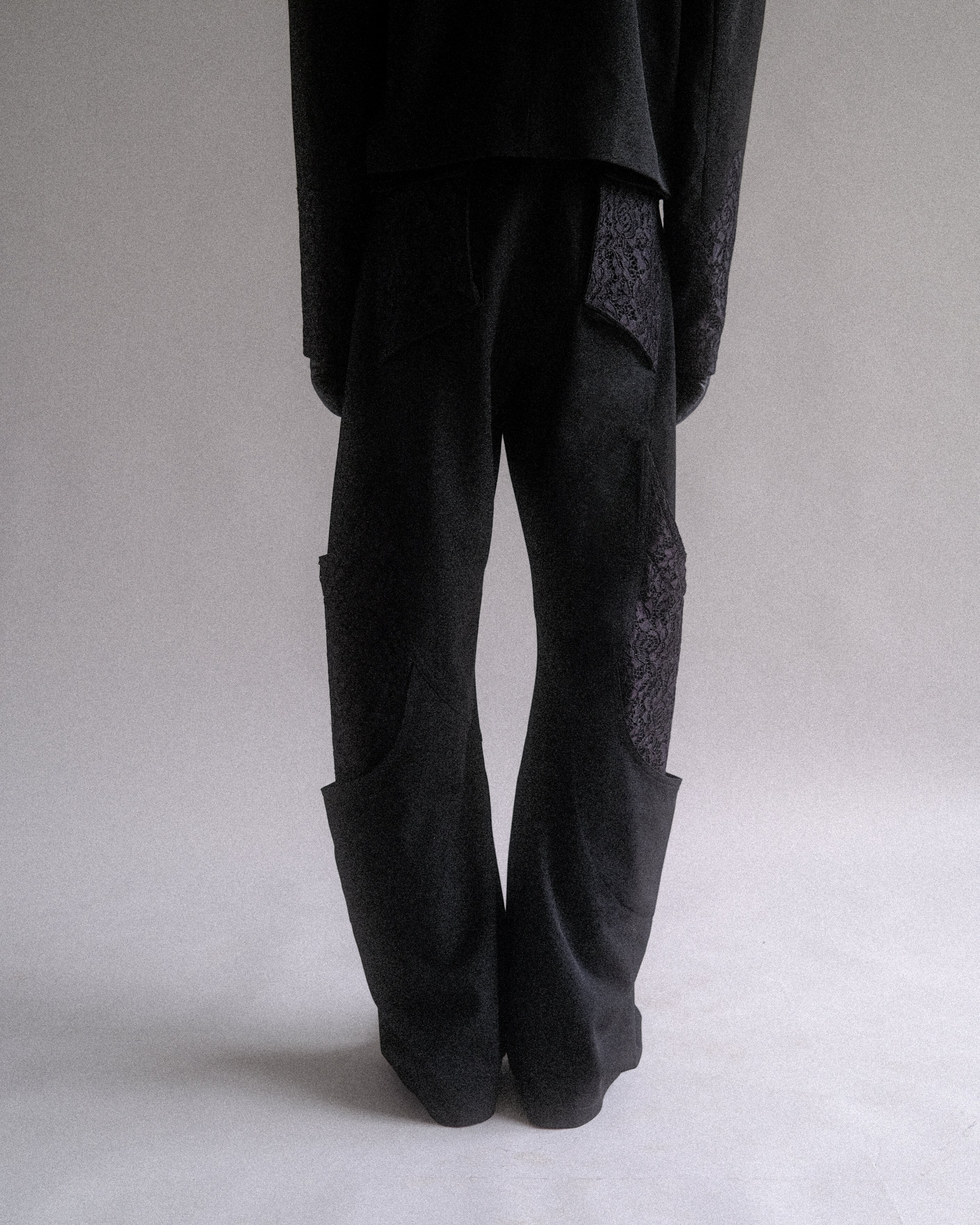 V2 Lace Panel Suit Pants - Black