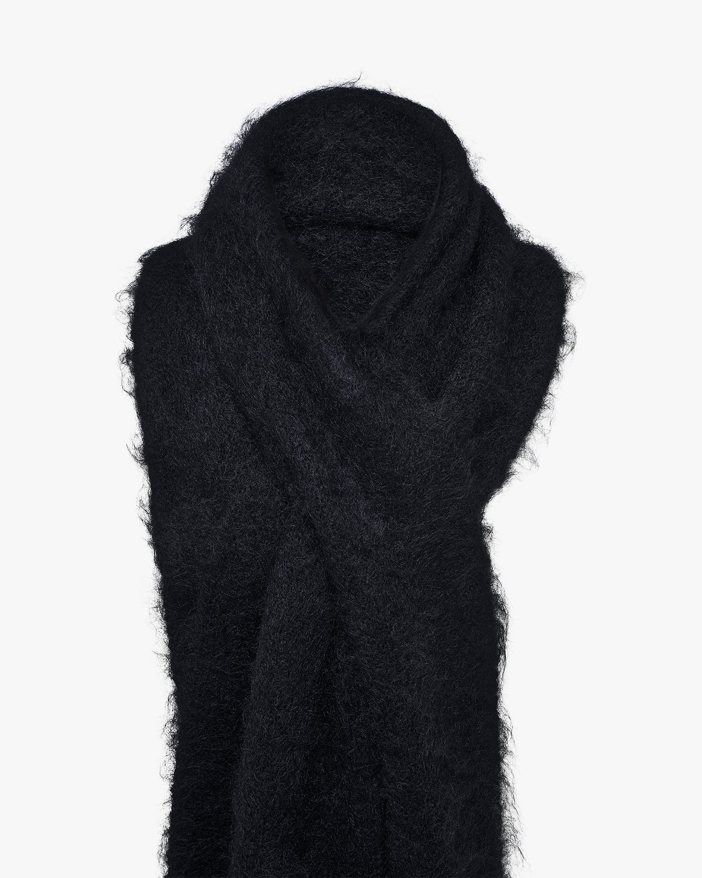 MOHAIR SLIT SCARF - BLACK