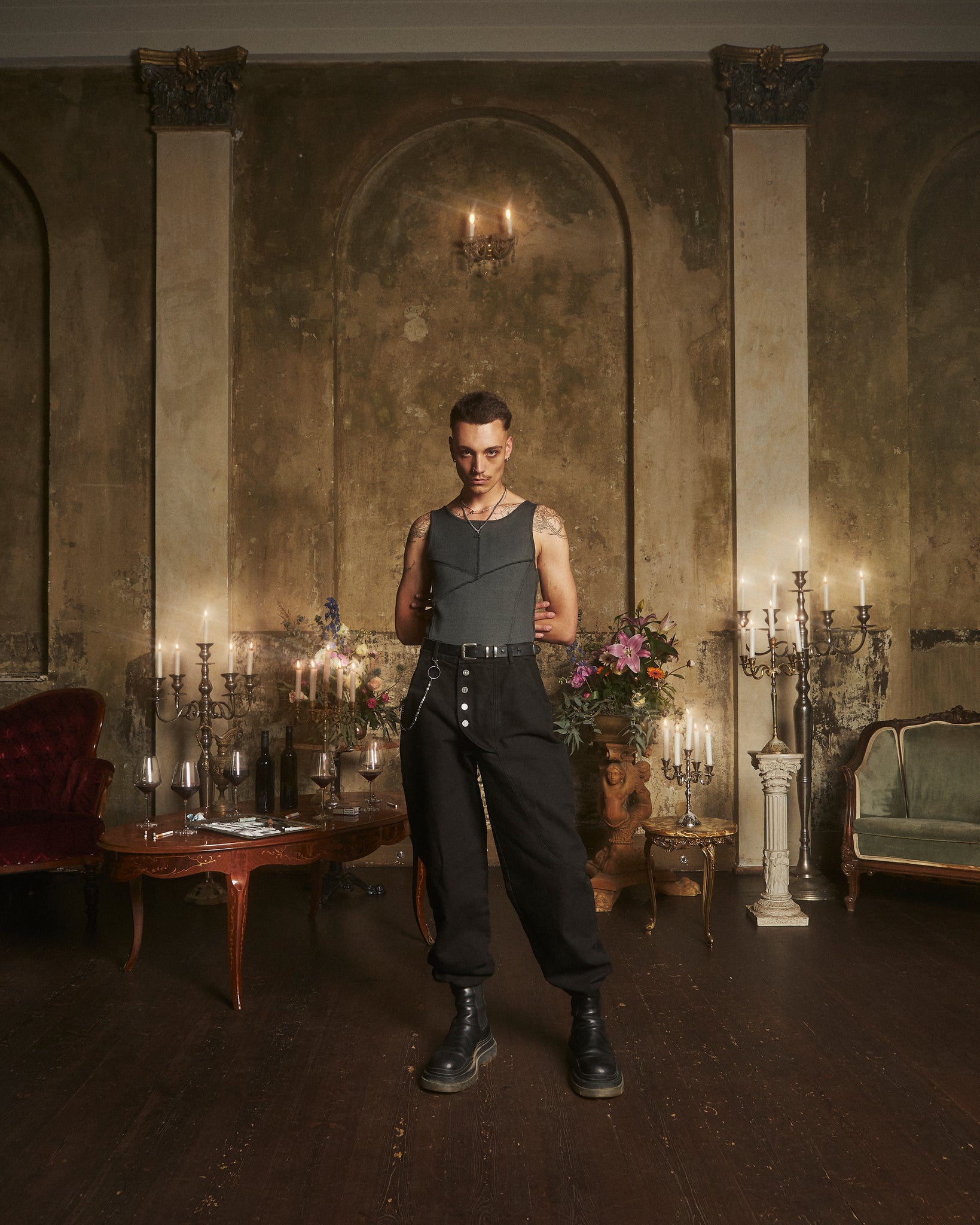 (Un-Conscious Line) Reversible Tanktop Dark Grey